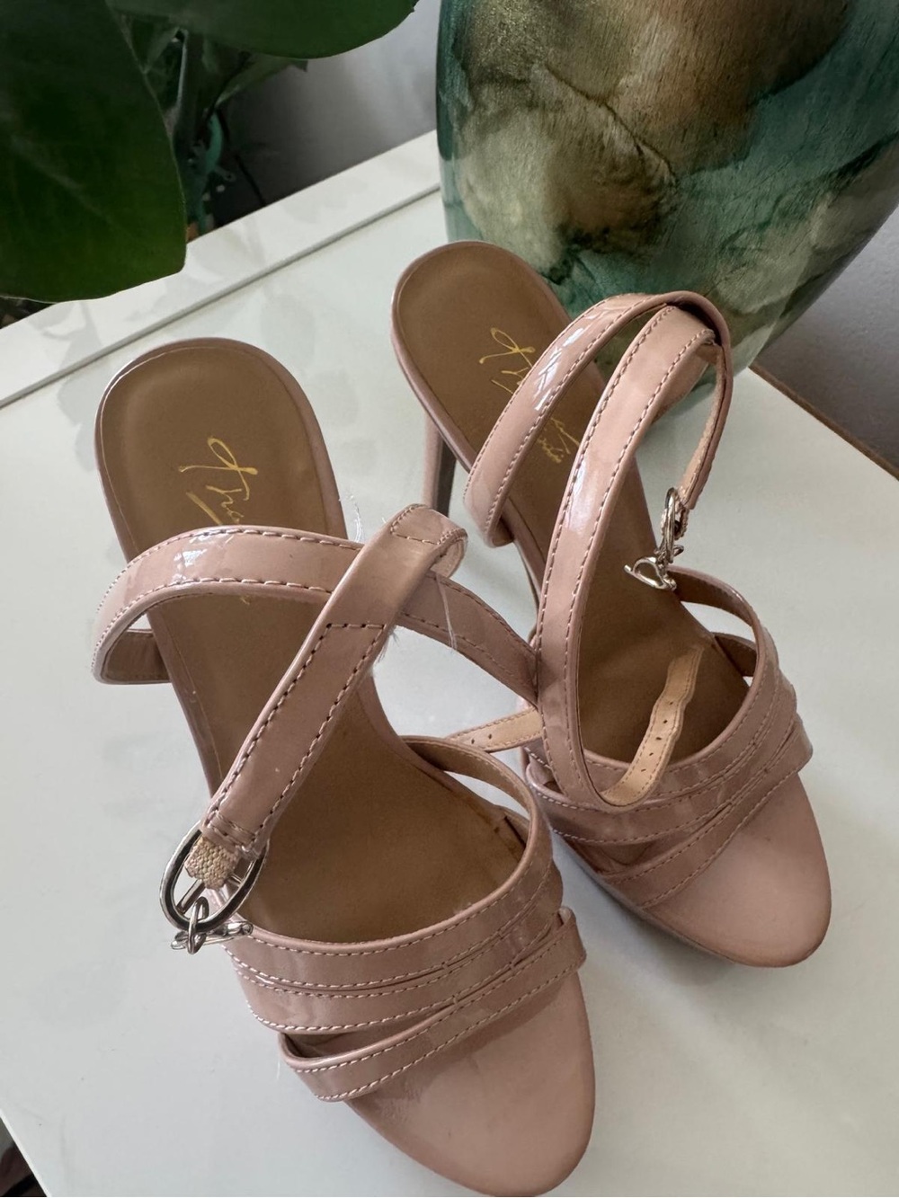 Thalia Sodi Blush Patent Strappy High Heel Sandals